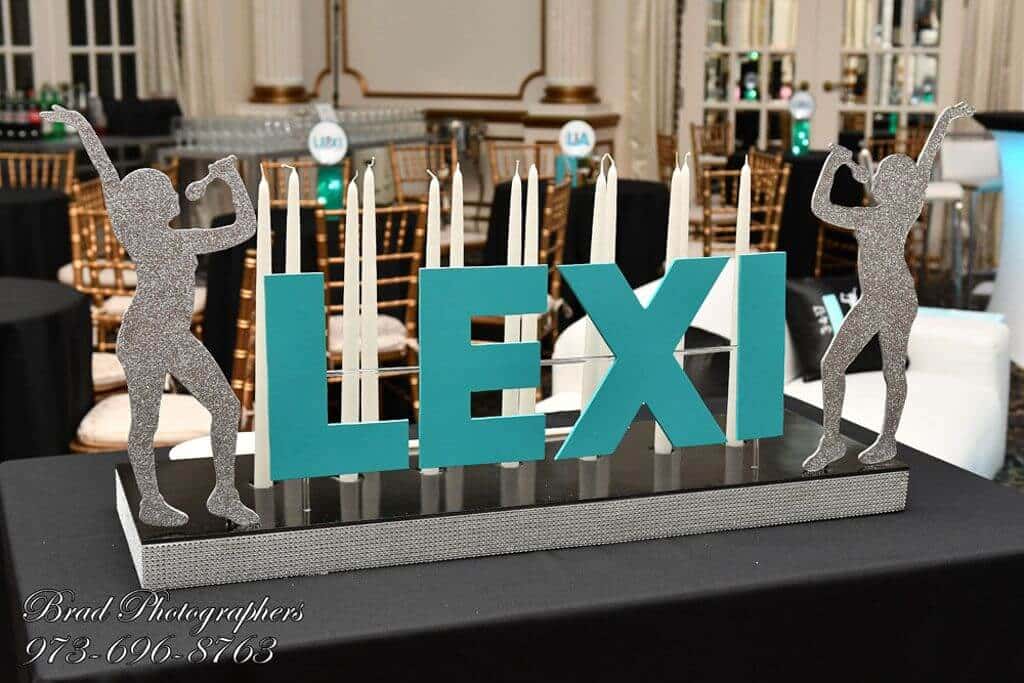 Music Themed Candle Lighting Centerpiece with Name and Glittered Silhouettes