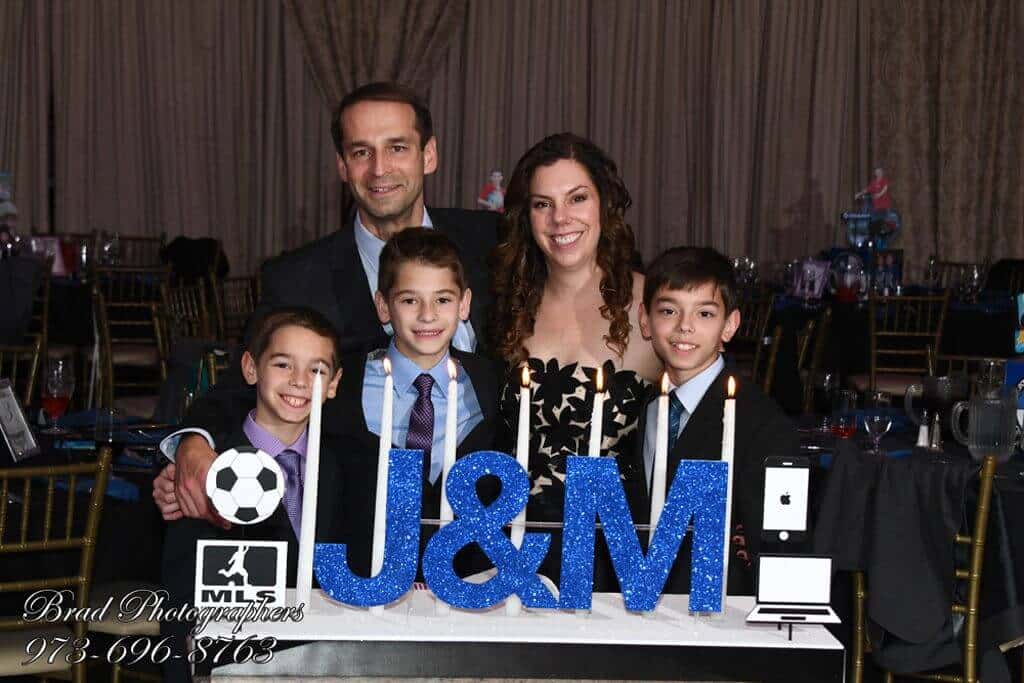 B'nai Mitzvah Candle Lighting with Initials and Themed Cutouts