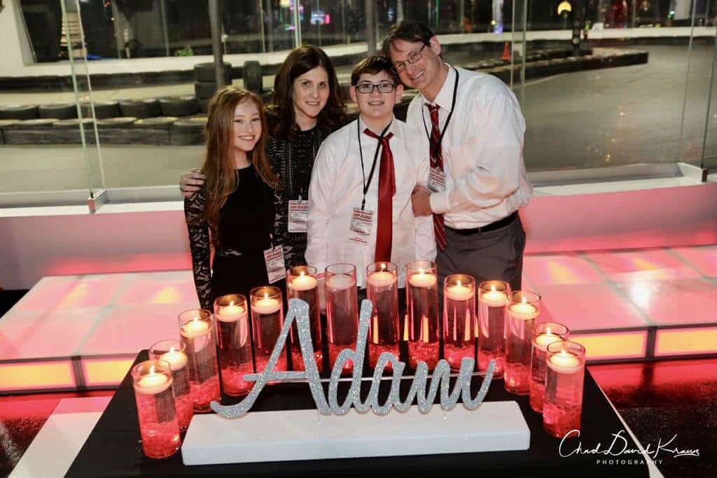 LED Candle Lighting Display with Custom Glittered Name and Cylinders with Floating Candles