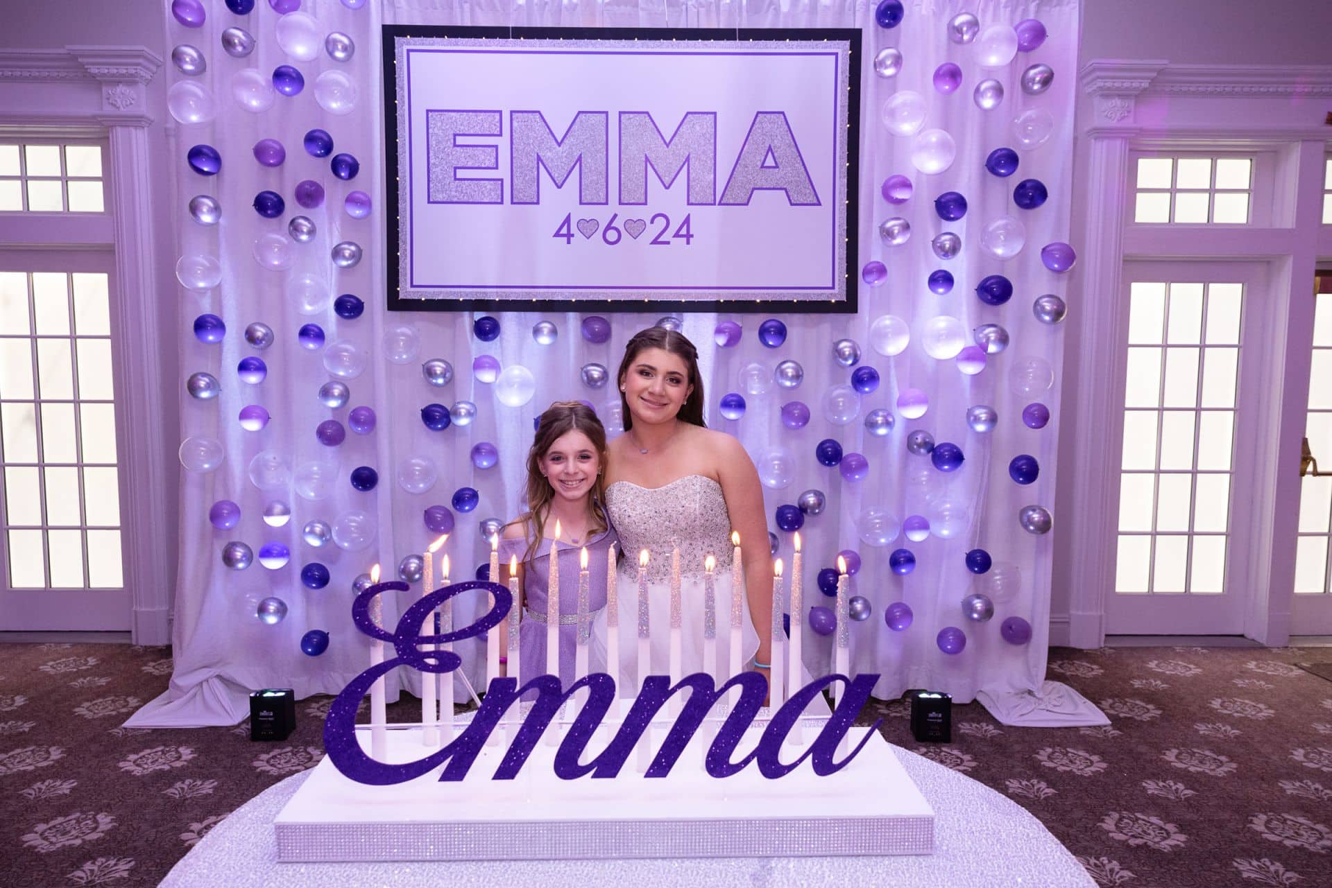 Purple Glitter Name Candle Lighting