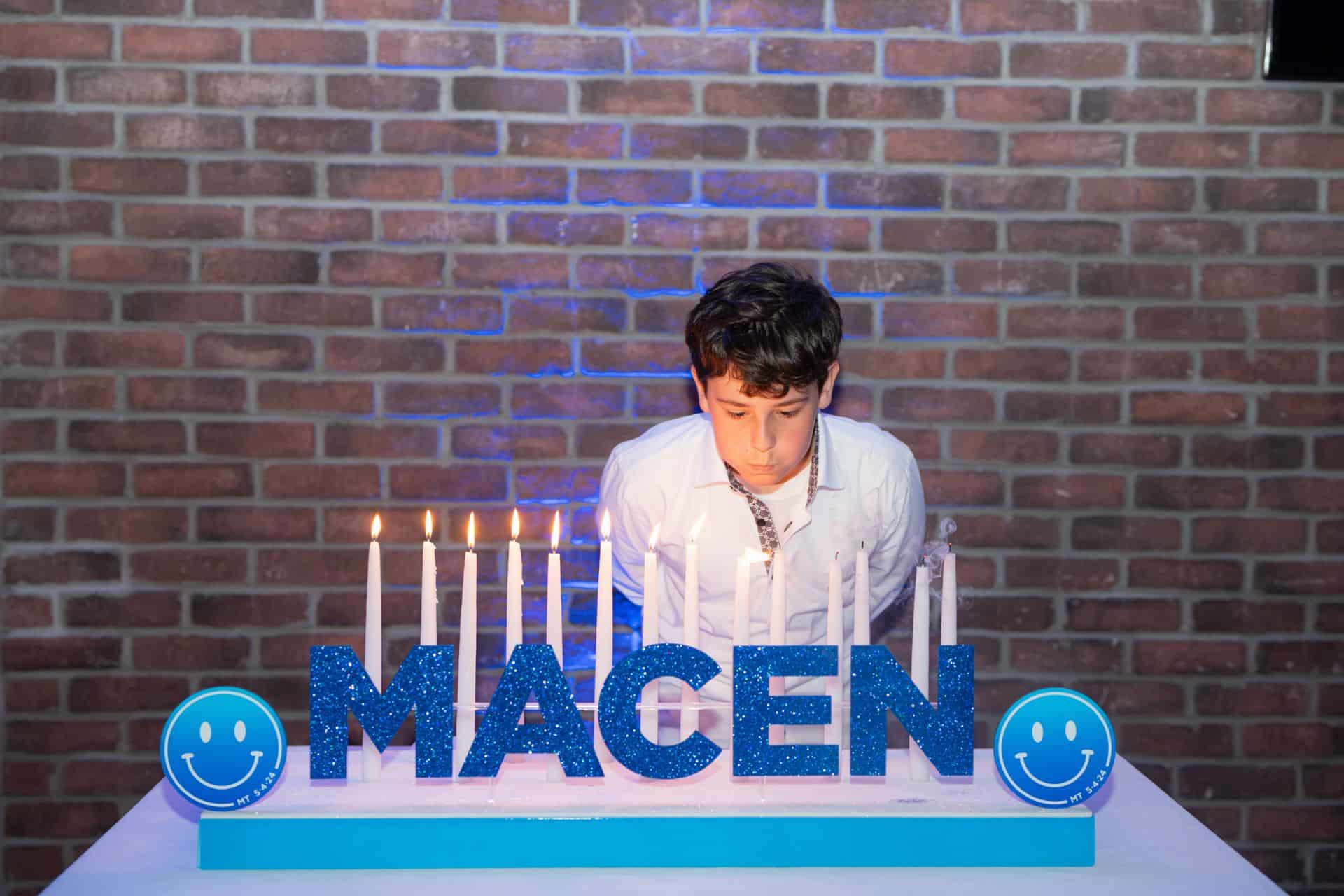 Ombre Smiley Face Candle Lighting Display with Glitter Name