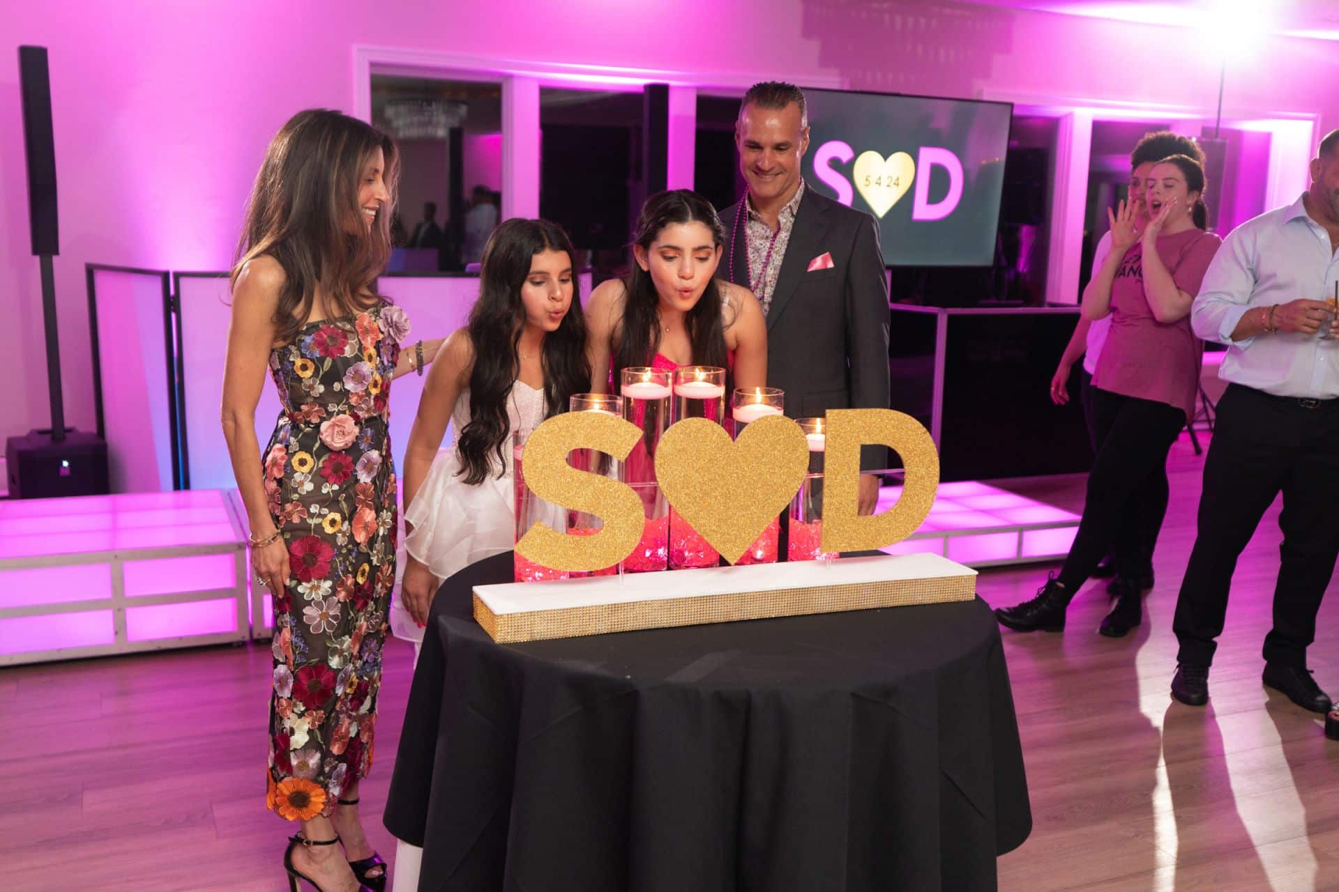 Twins Candle Lighting Display with Glitter Initials