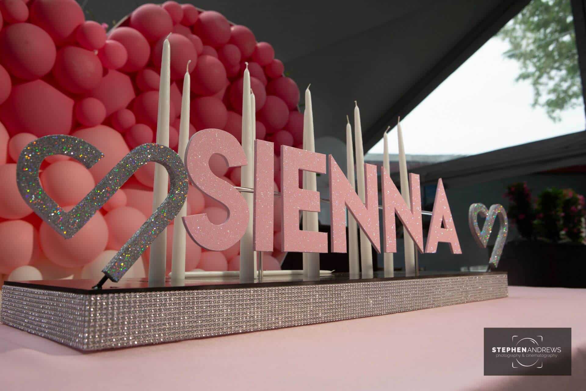 LED Name and Logo Candle Lighting Display with Traditional Candles for Bat Mitzvah