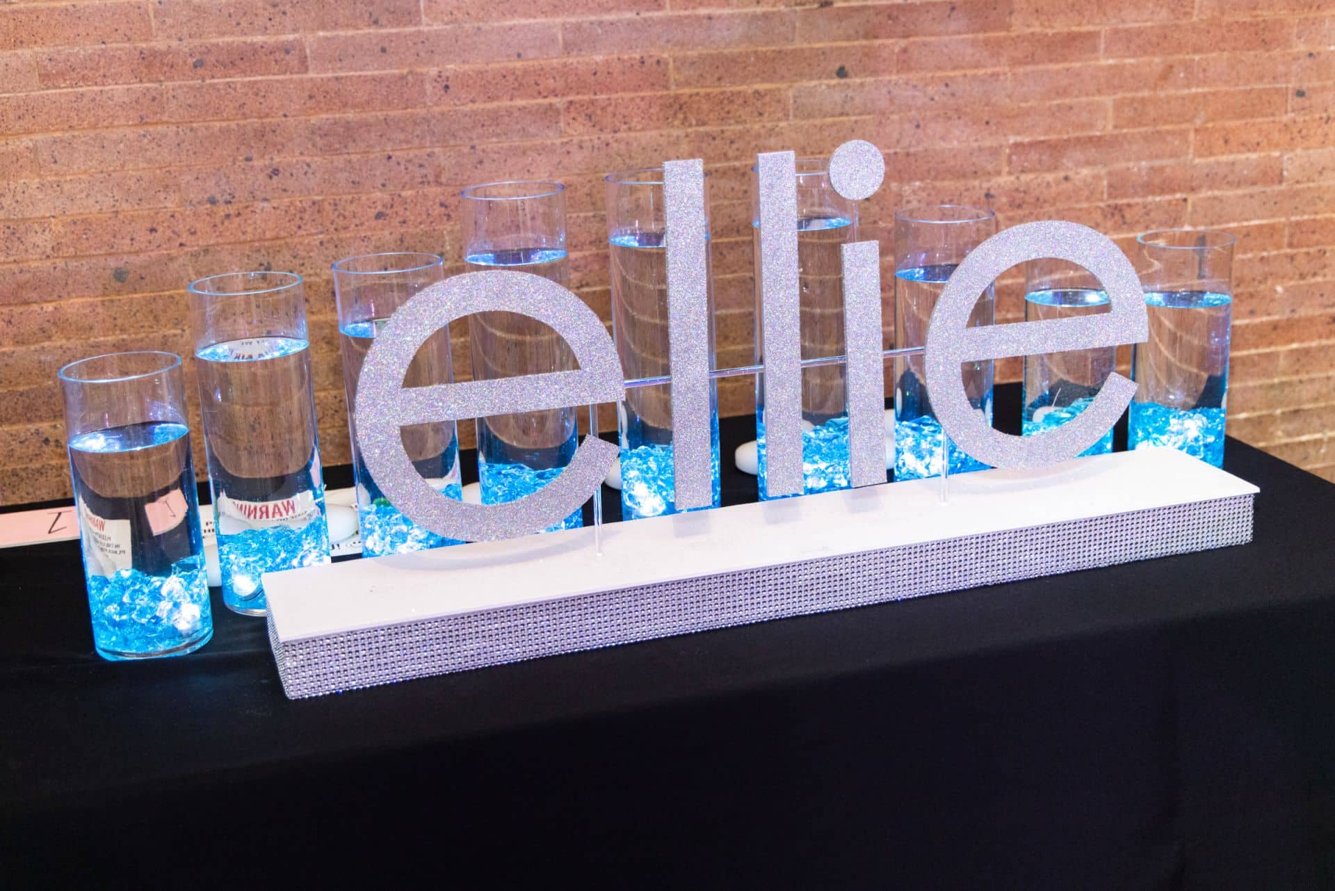 Glitter Name Display with Cylinder and LED Chips