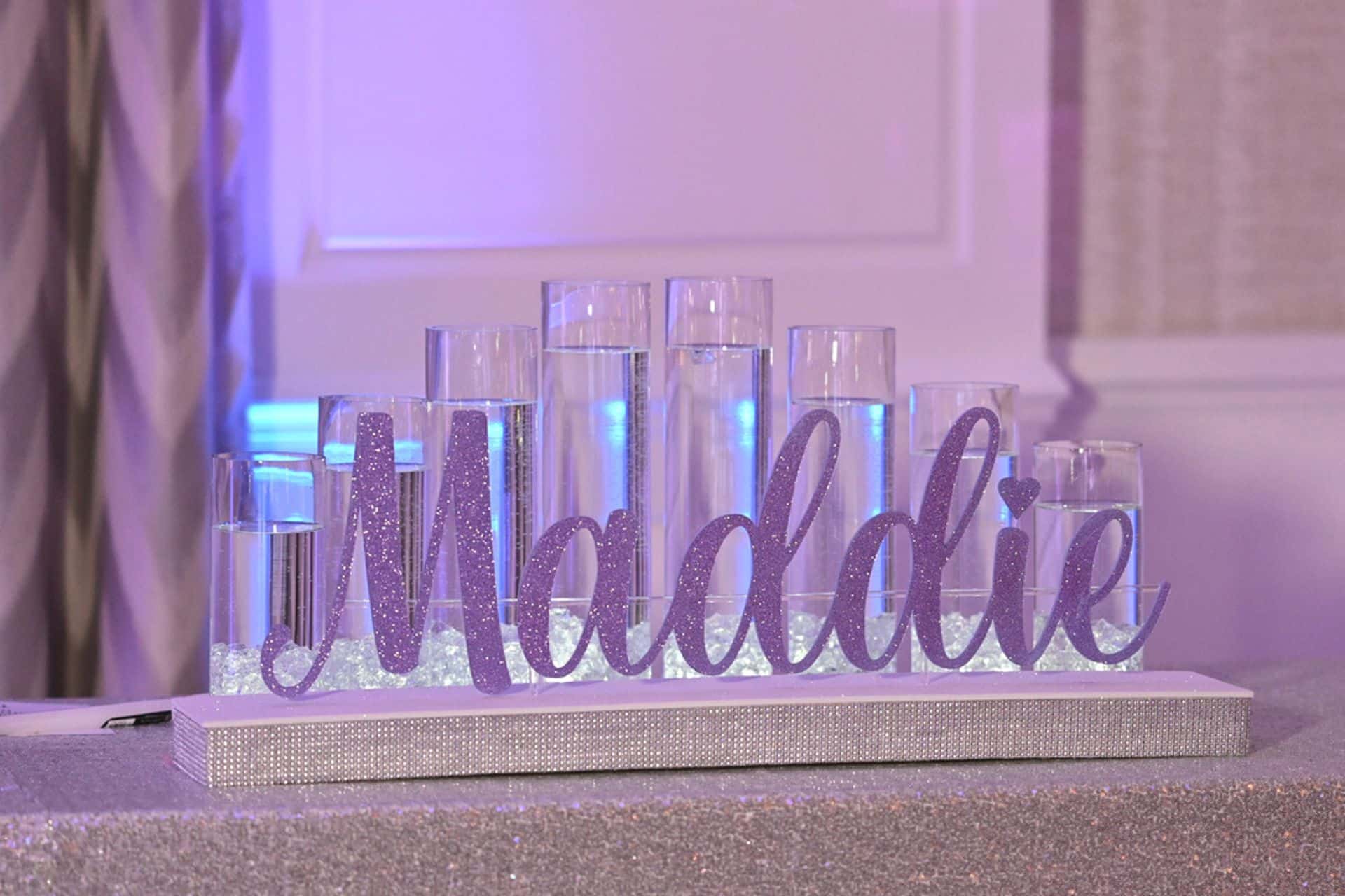 Custom Name Lavender Glitter Candle Lighting