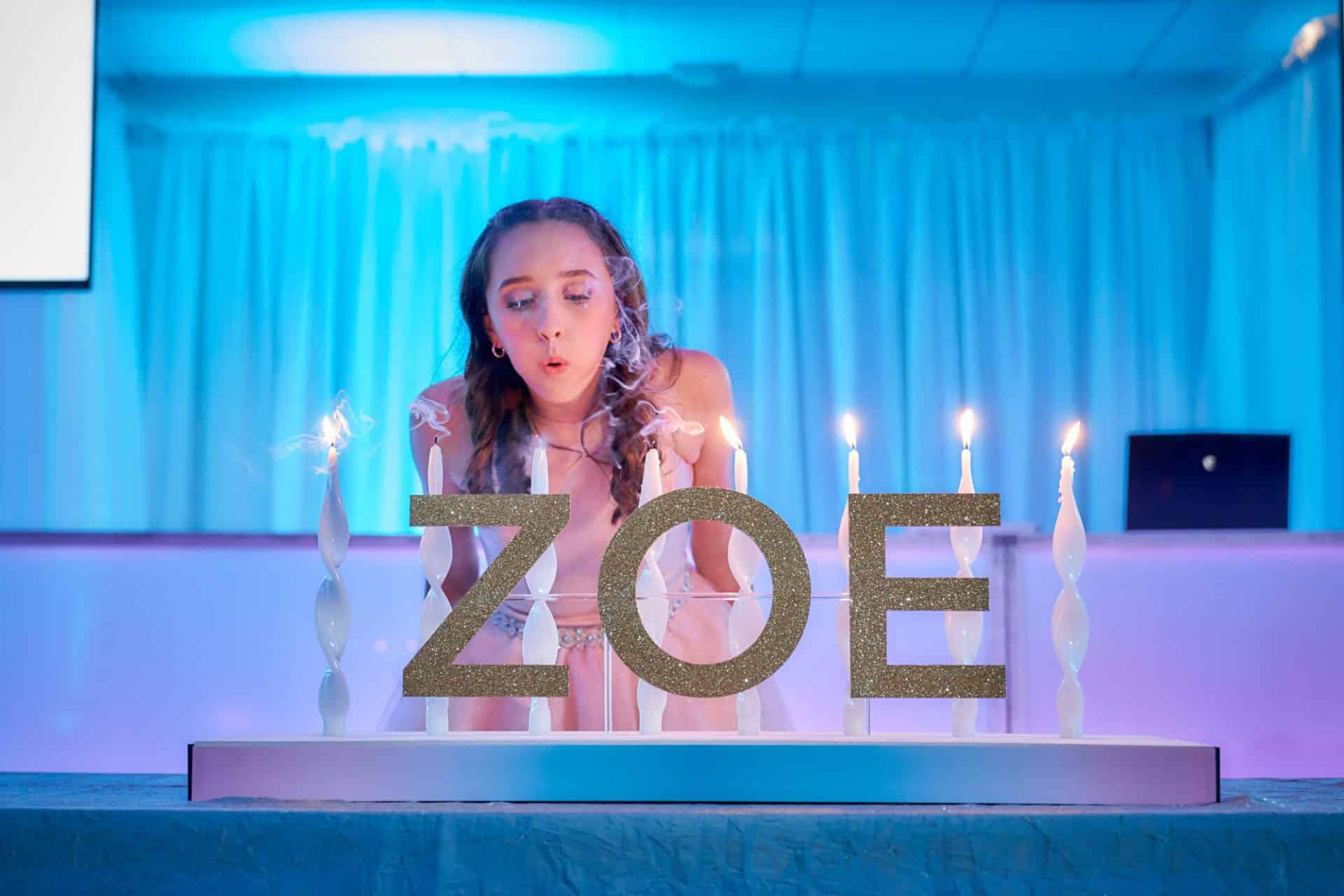 Candle Lighting Display with Gold Glitter Name and Ombre Base