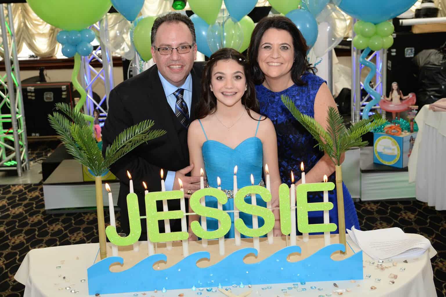 Beach Themed Candle Lighting Display with Palm Trees and Wave