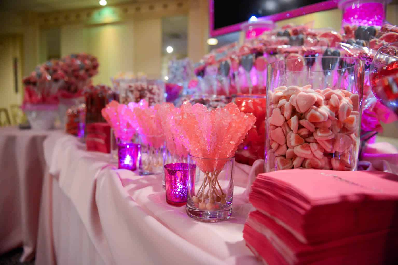 Pink Colored Candy Bar Setup