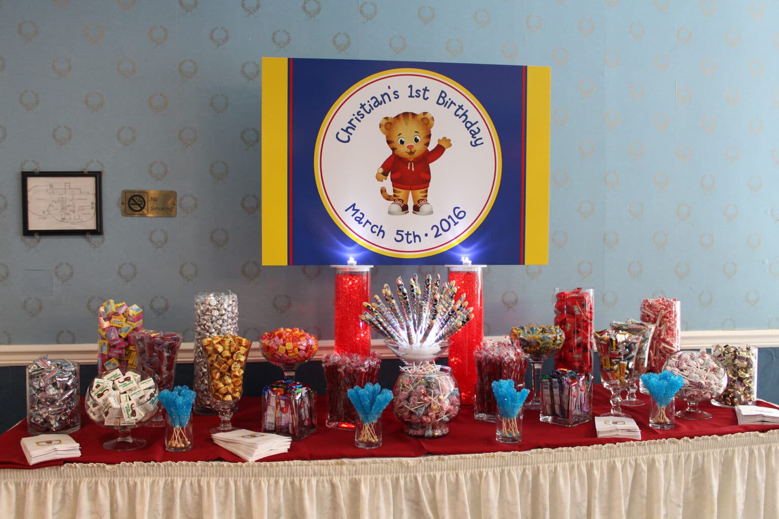 First Birthday Candy Bar with Custom Sign and Bags