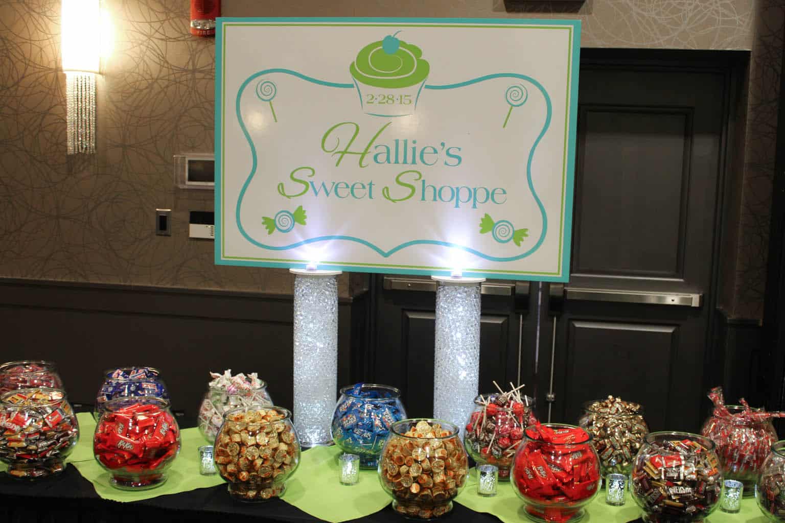 Bat Mitzvah Candy Bar Setup with Custom LED Sign
