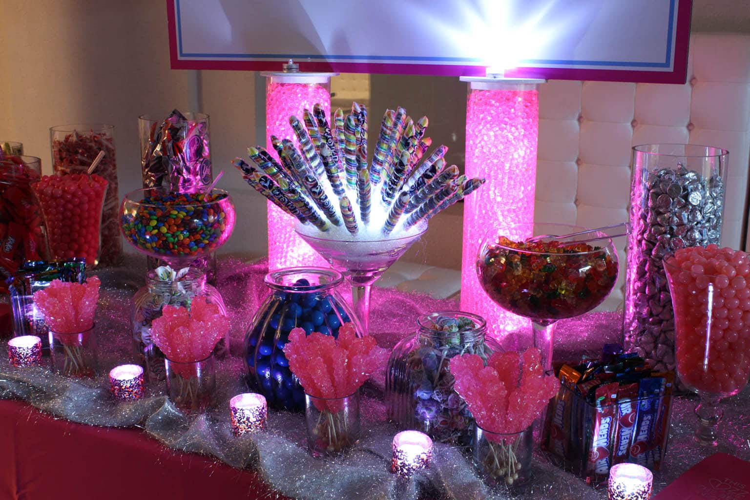 Bat Mitzvah Candy Display with Unicorn Pop Centerpiece