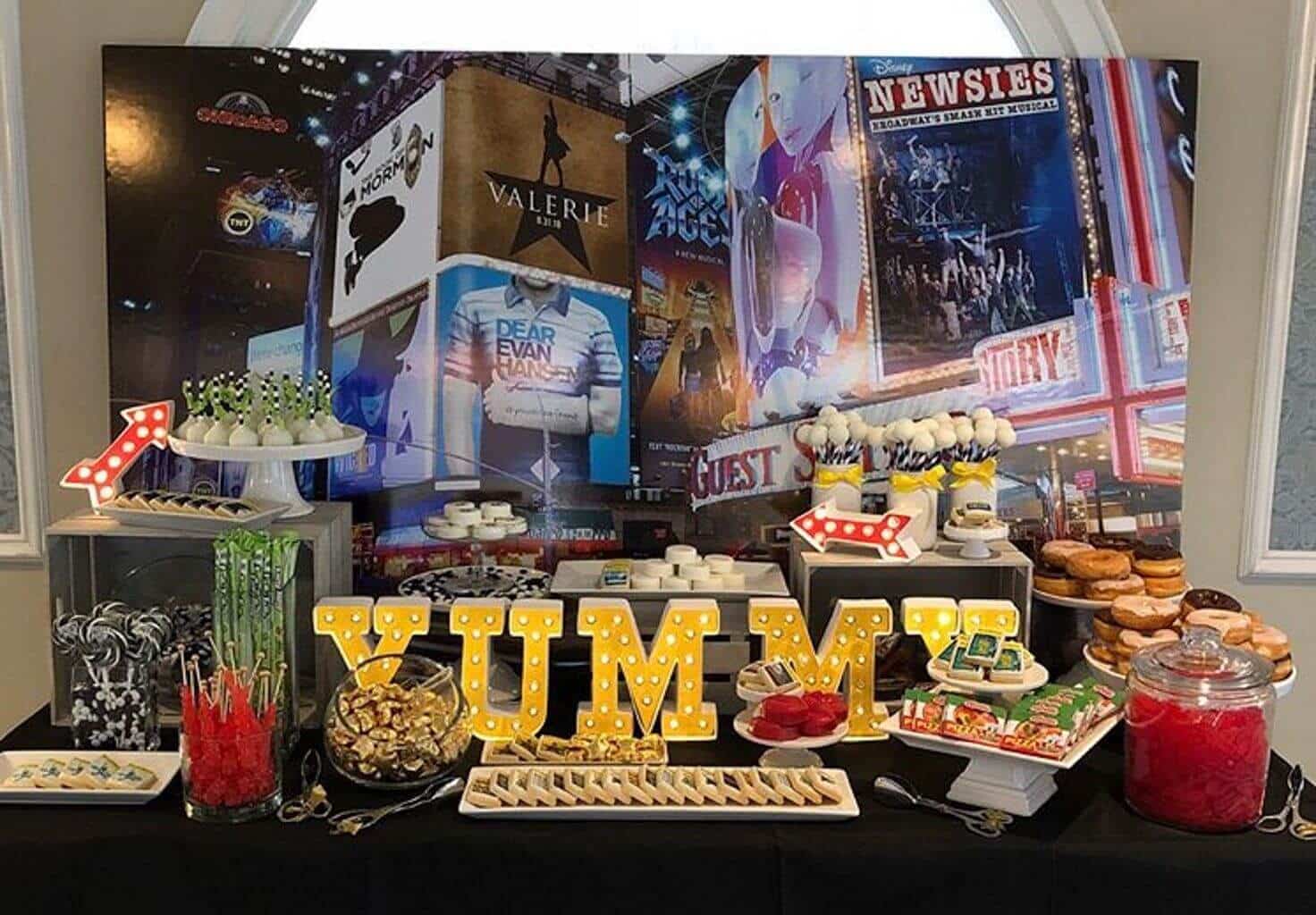Broadway Theme Bat Mitzvah Candy Bar With Custom Sign