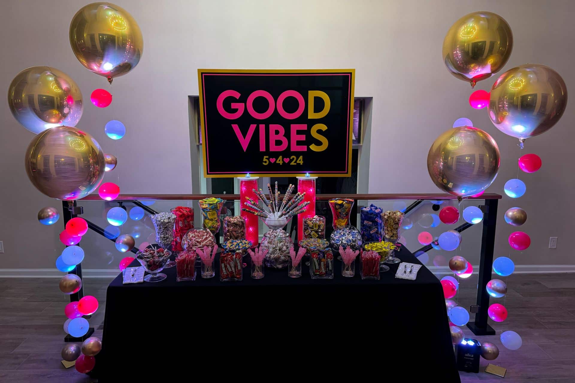 Candy Bar for a Pink and Gold Theme Bar Mitzvah