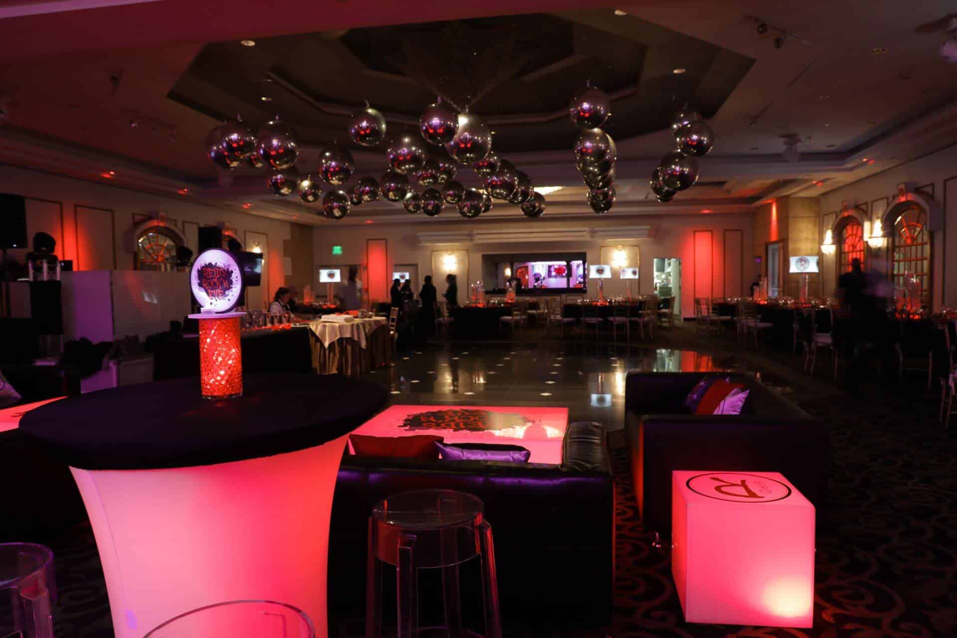 Metallic Silver Orbz Balloon Treatment over Dance Floor at Temple Beth Ahm Yisrael, Springfield - NJ