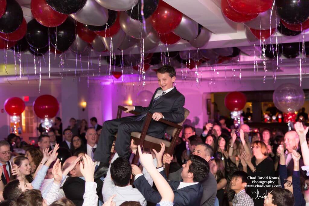Red, Black and Silver Ceiling Balloons at Elmwood Country Club