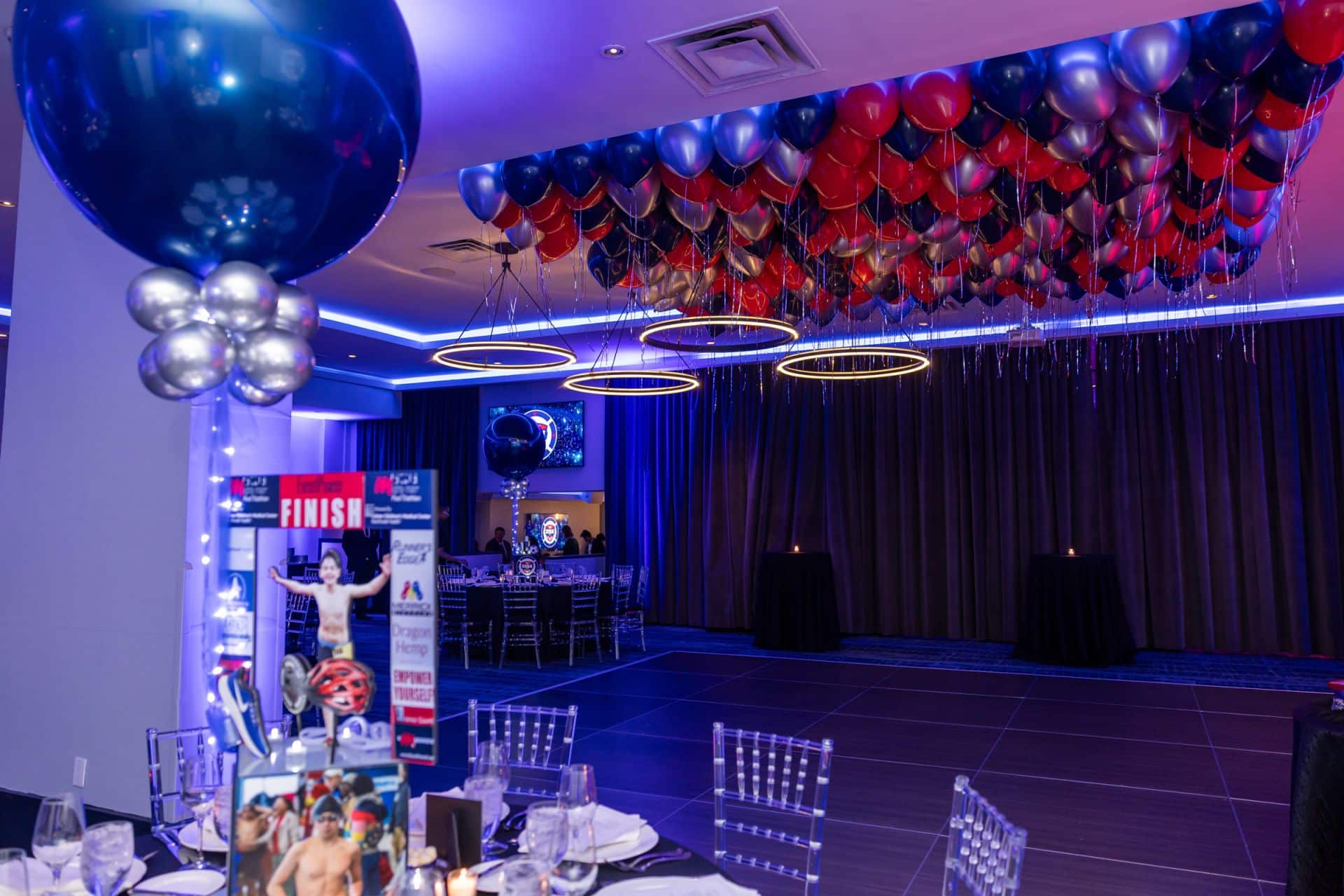 Blue and Red Loose Balloons Ceiling Decor