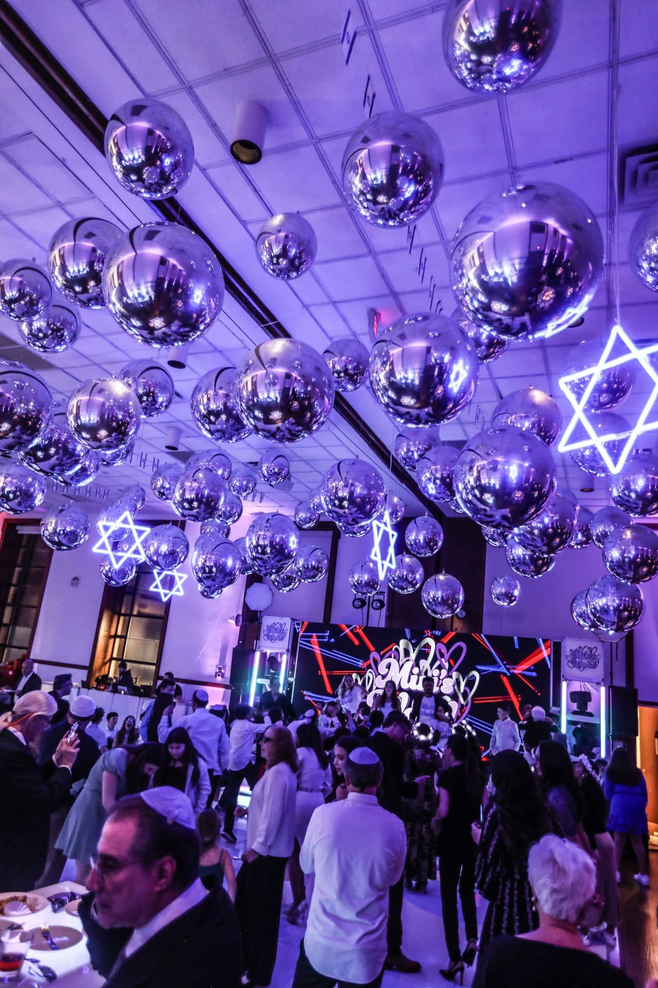 Silver Balloon Ceiling Decor for Bat Mitzvah