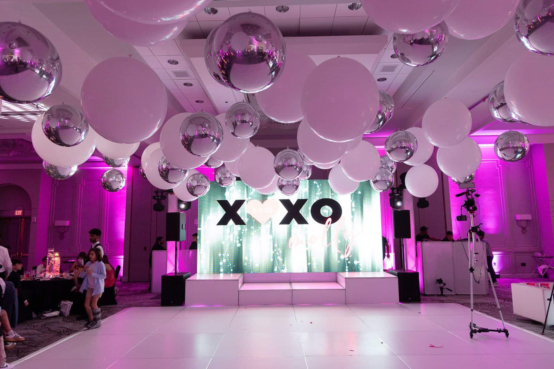 Silver and White Ceiling Balloon for Bat Mitzvah