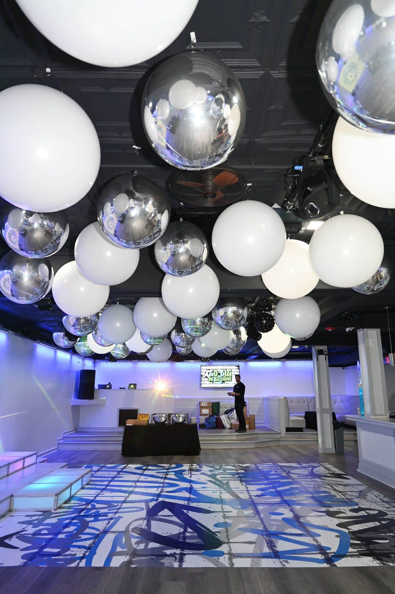 Ceiling Balloon Orb Treatment for Bat Mitzvah