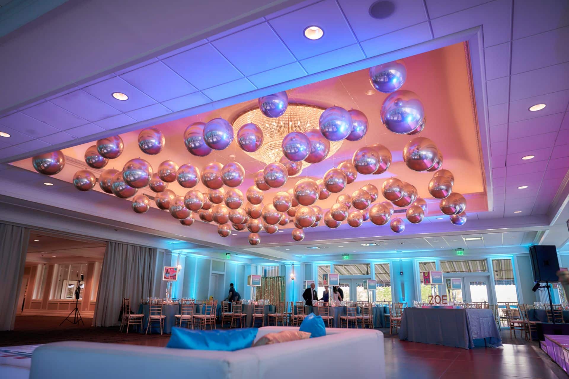 Gold Orbz Ceiling Treatment over Dance Floor at Country House at Bluestone, PA