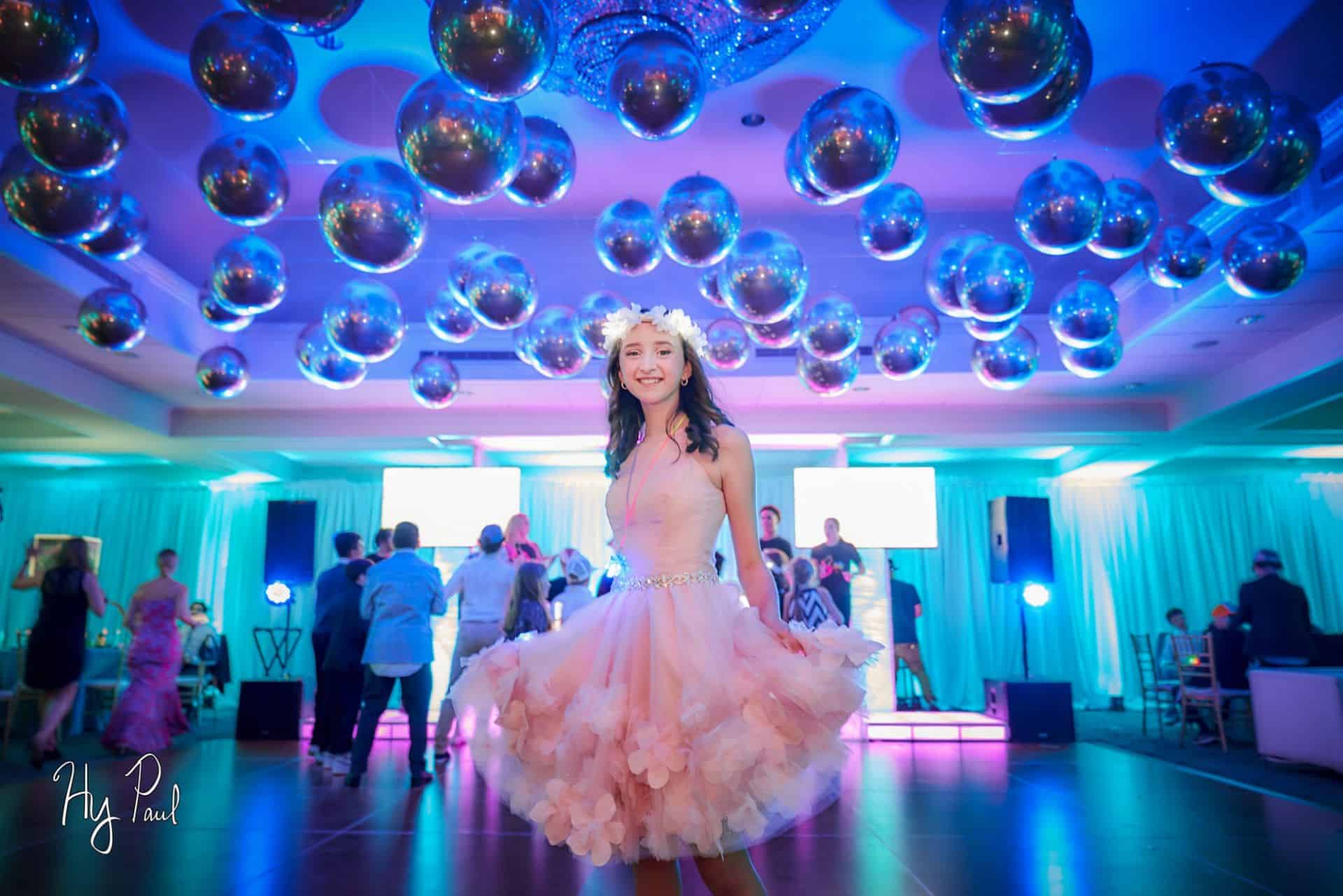 Gold Orbz Ceiling Treatment over Dance Floor at Country House at Bluestone, PA