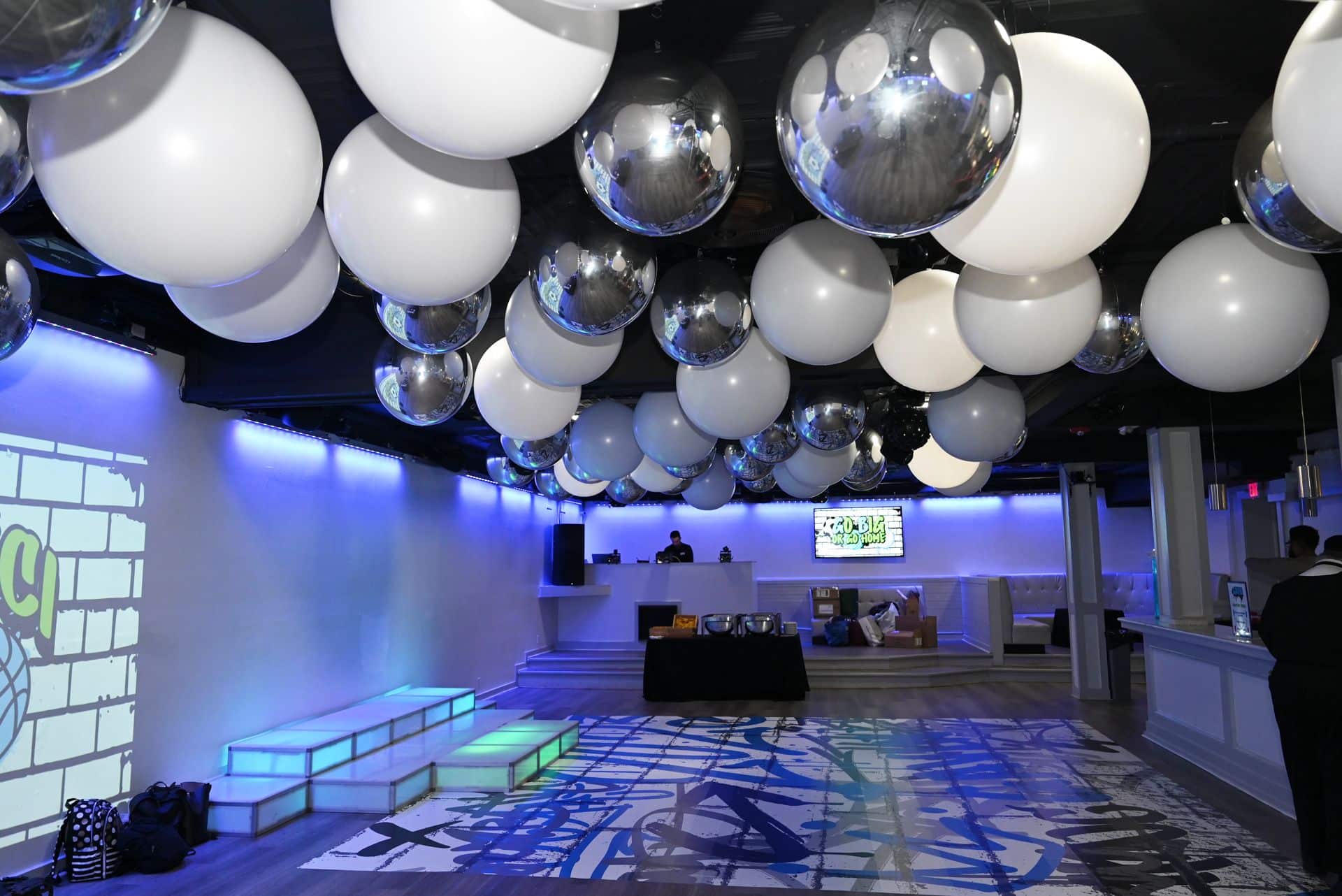 Silver and White Ceiling Balloon for Bat Mitzvah