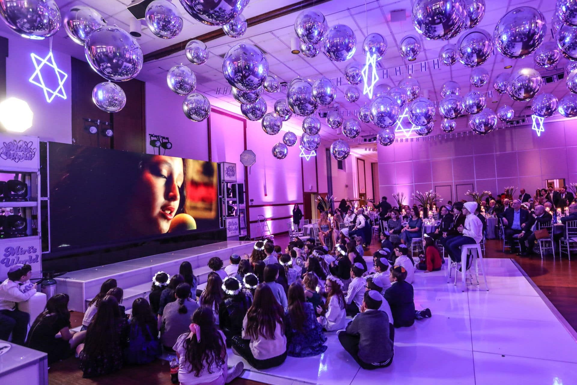 Silver Balloon Ceiling over Dance Floor for Bat Mitzvah