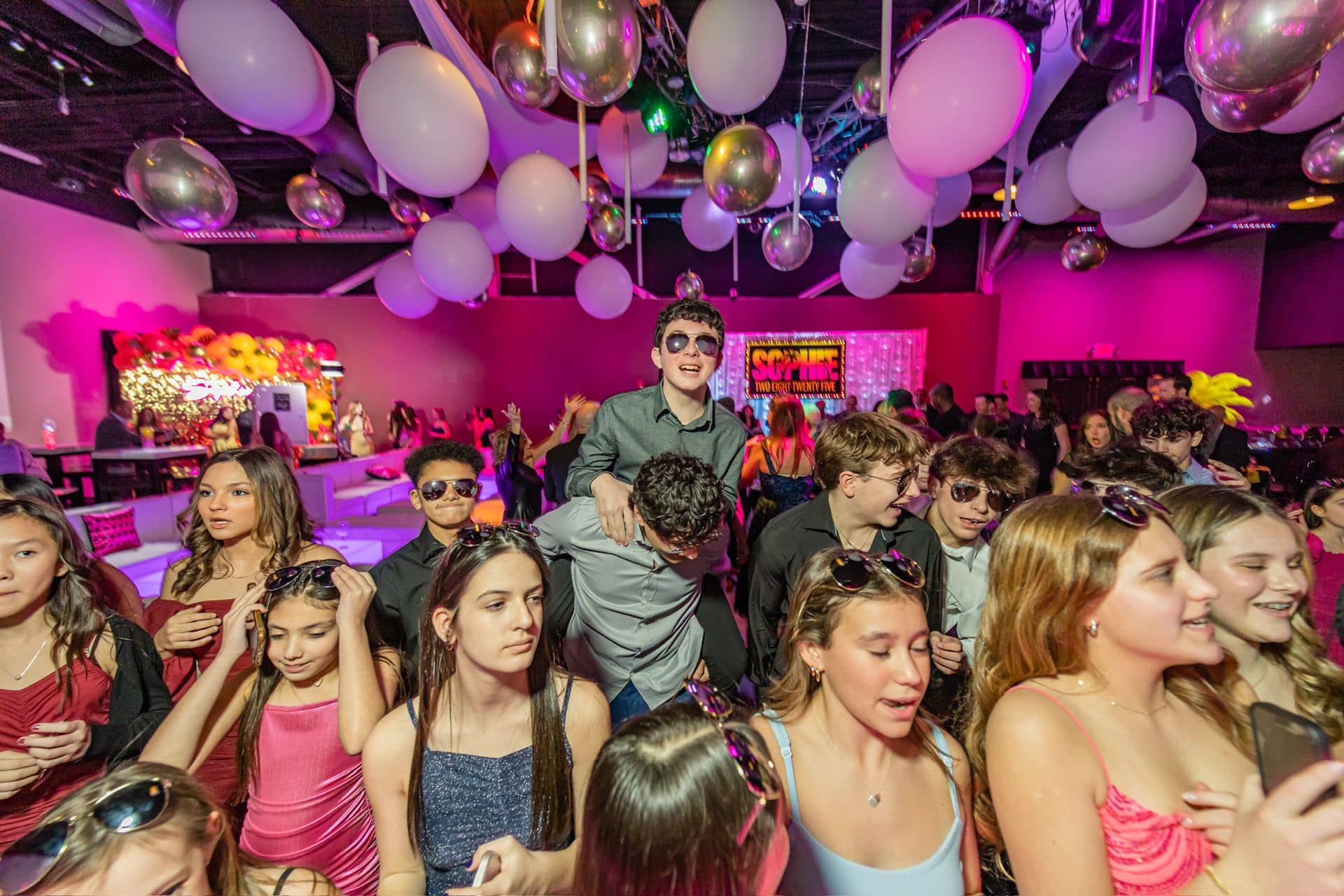 White and Gold Balloon Orbs Ceiling Decor