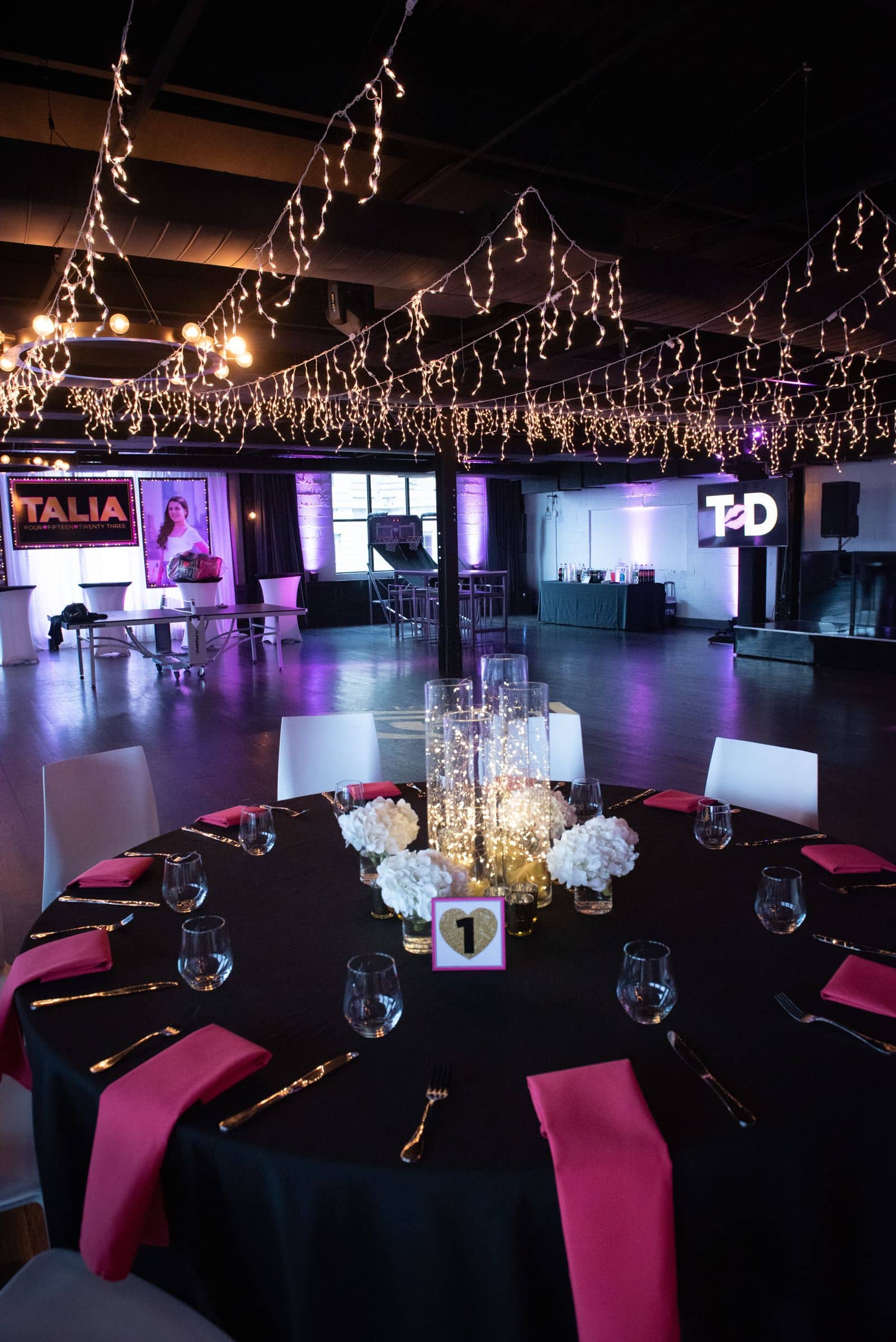 LED Fairy Lights over Dance Floor for Bat Mitzvah at Hudson Loft, Irvington