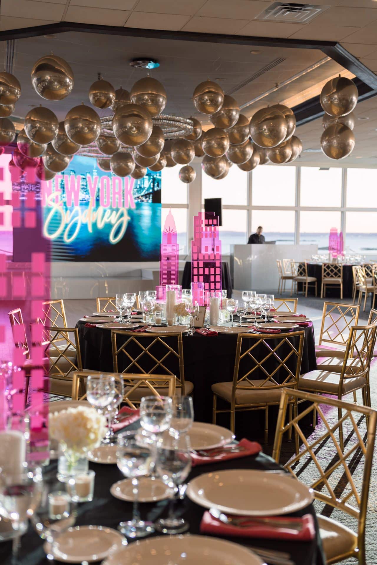 Gold Metallic Ceiling Treatment for Bat Mitzvah