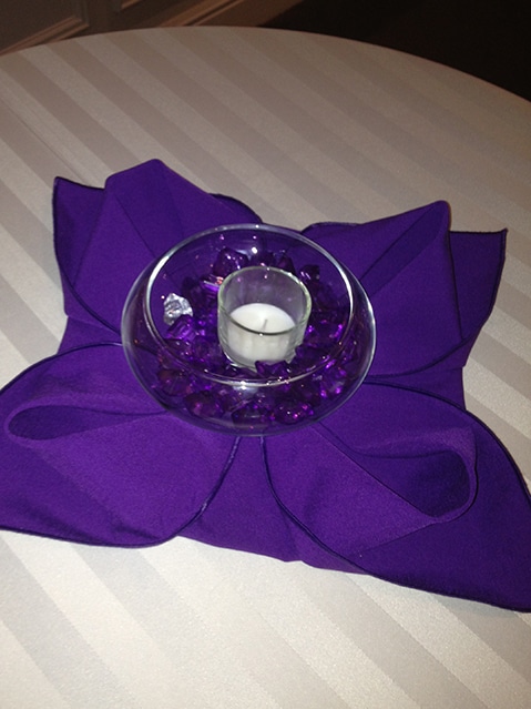 Cocktail Centerpiece with Crystal Chips and Votive Candle