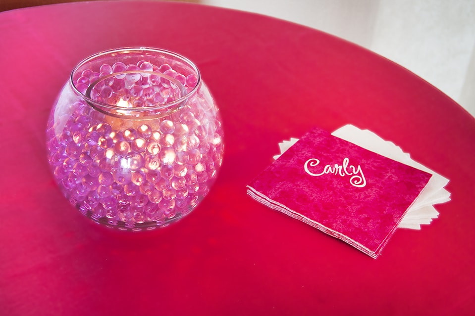 Pink Aqua Gems Cocktail Centerpiece with Votive