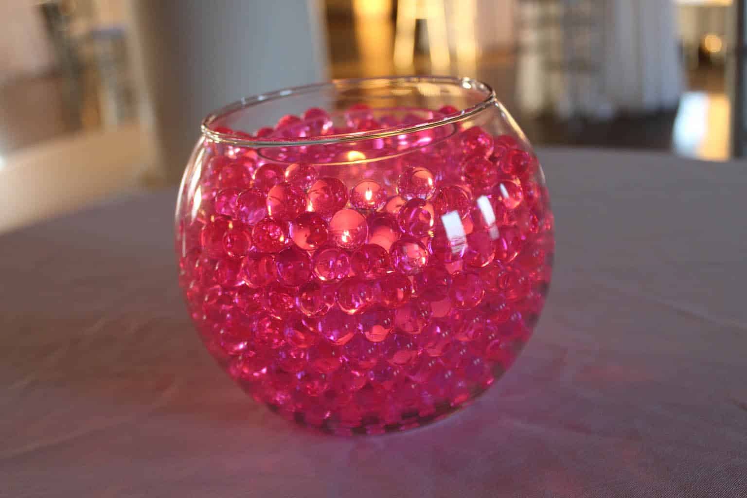 Pink Gems with Votive Candle Centerpiece for Cocktail Hour
