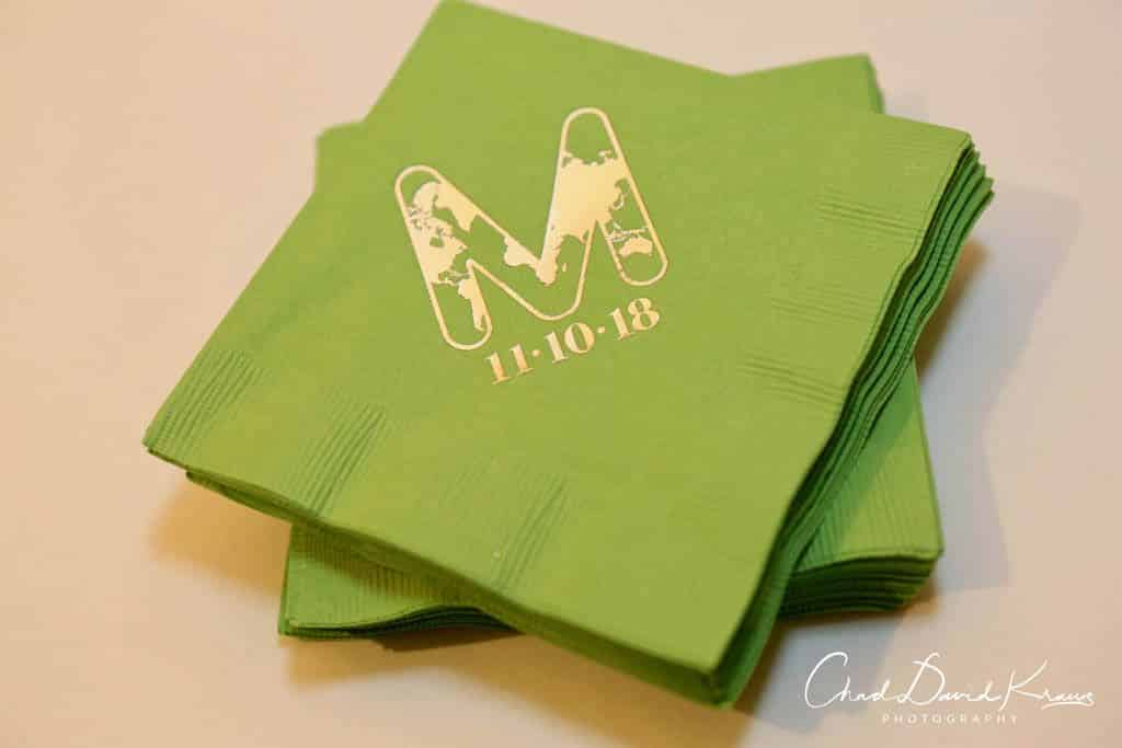 Travel Themed Cocktail Napkin with Custom Logo
