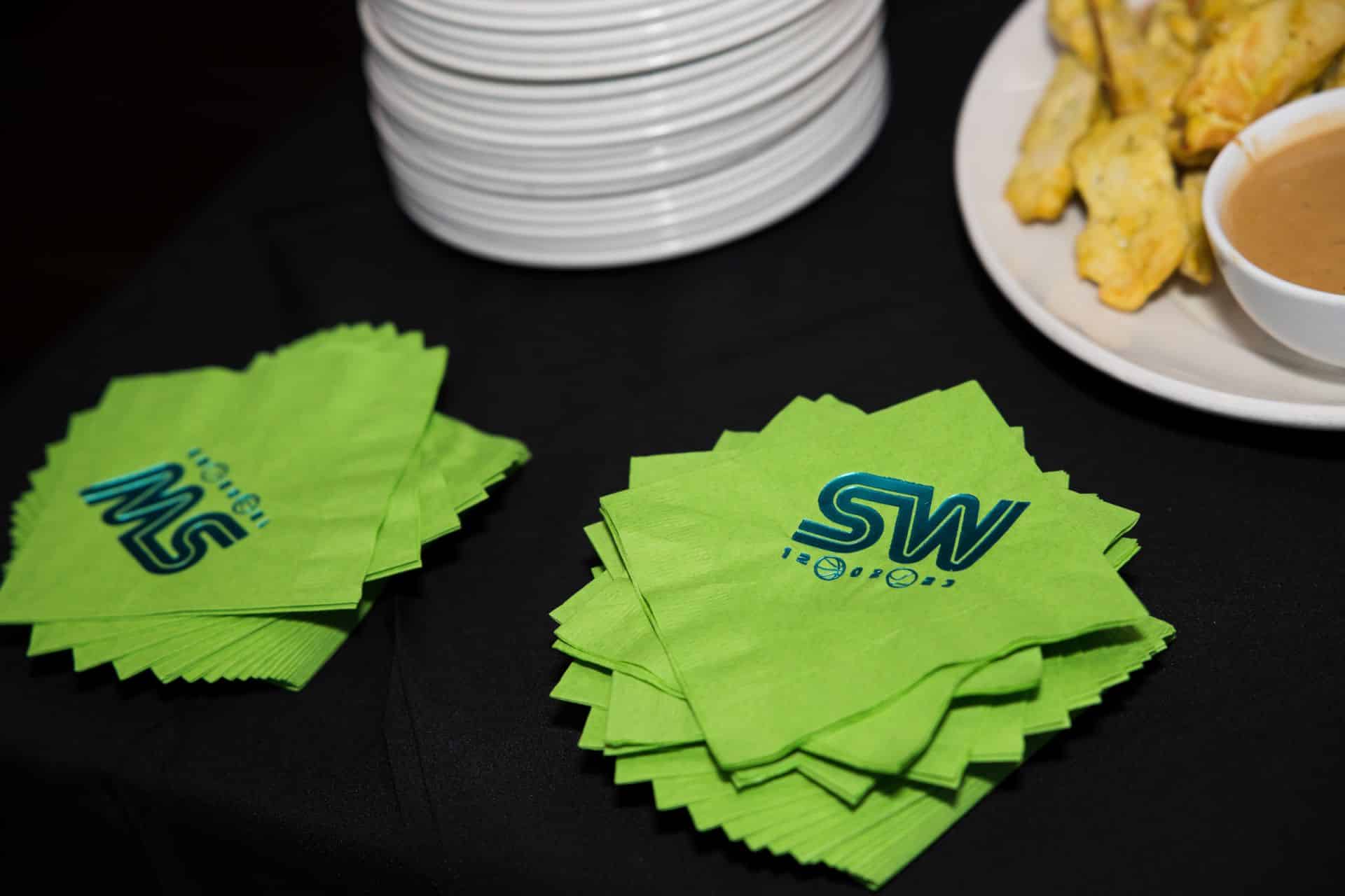 Green Custom Logo Cocktail Napkins