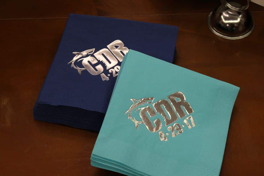 Shark Themed Cocktail Napkins with Custom Logo