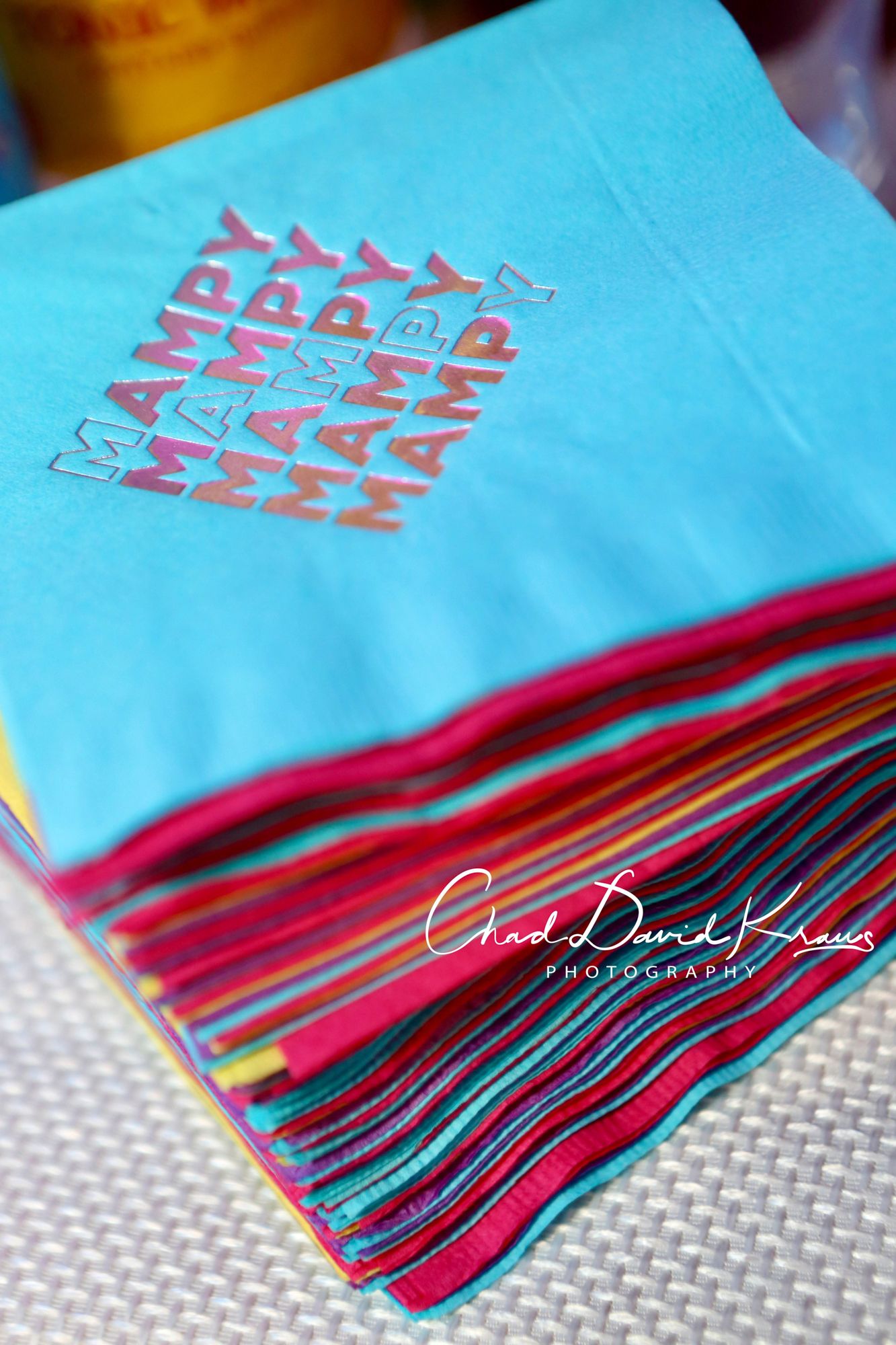 Custom Multiple Colors Cocktail Napkins with Metallic Foil Logo for Bat Mitzvah