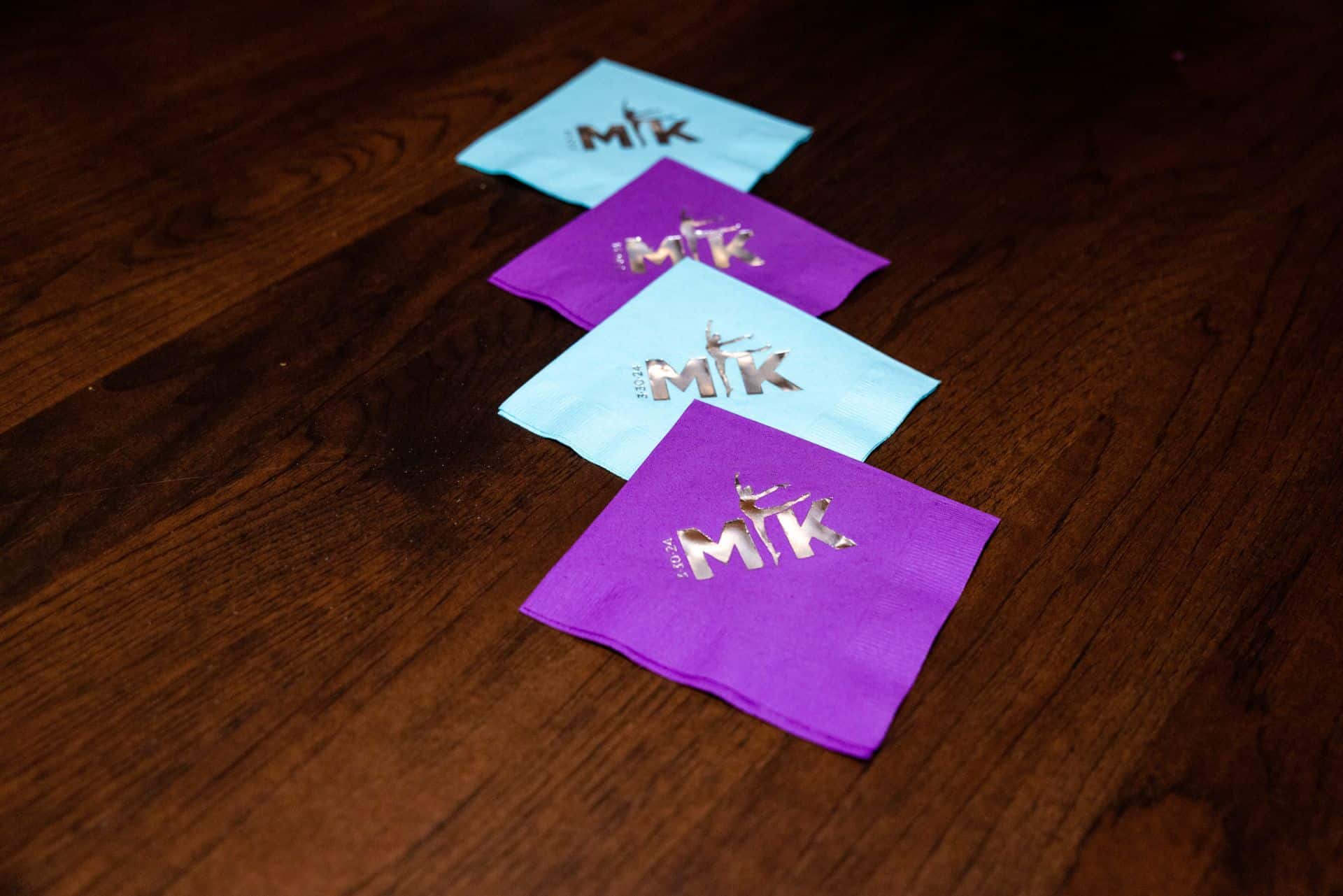 Custom Purple and Blue Dance Themed Cocktail Napkins