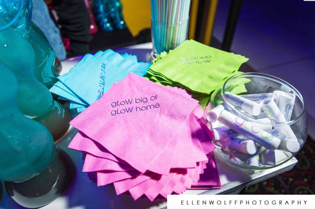 Neon Cocktail Napkins with Silver Metallic Slogans
