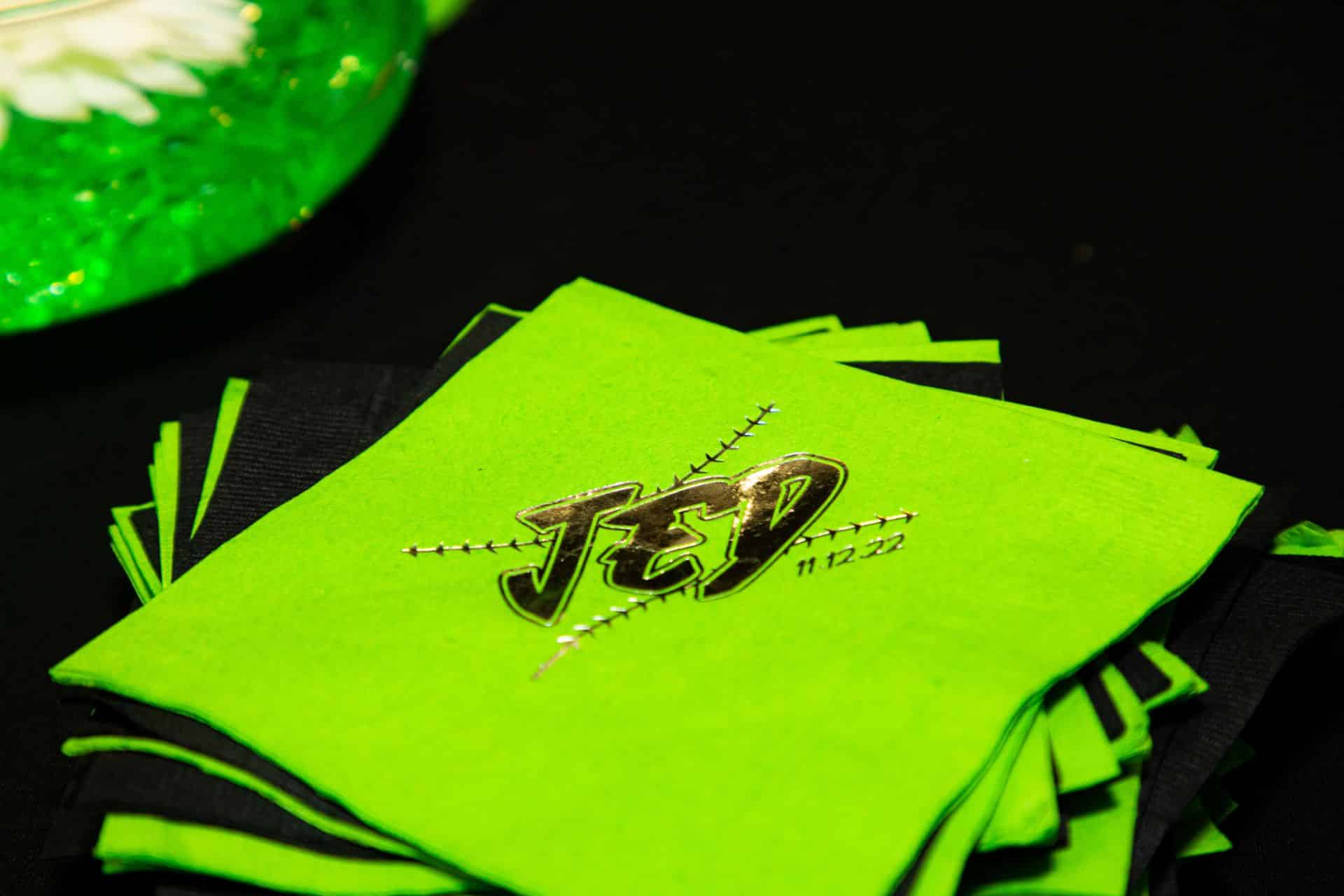 Custom Green Cocktail Napkins with Logo