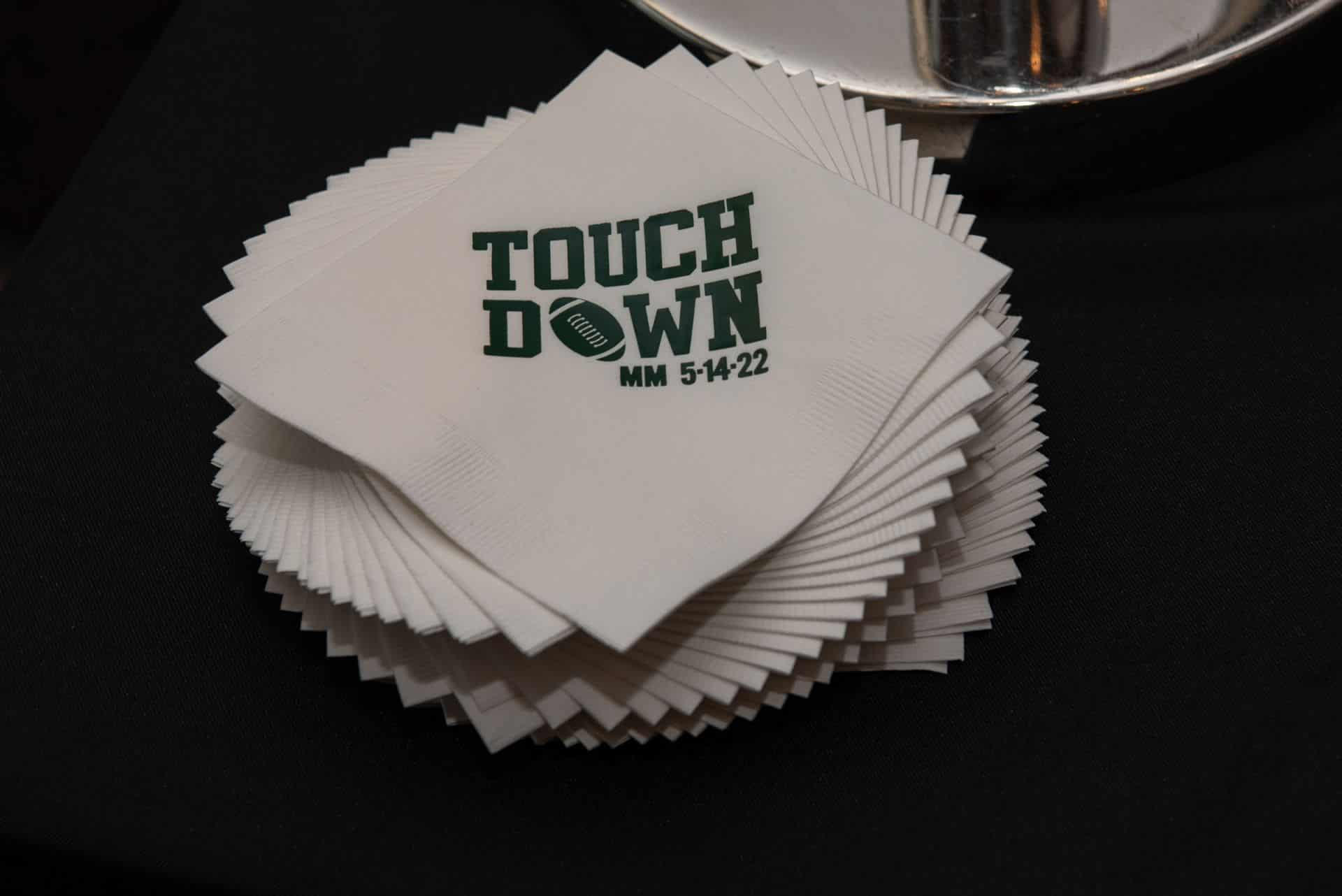 Custom Logo Napkins for Football Themed Bar Mitzvah