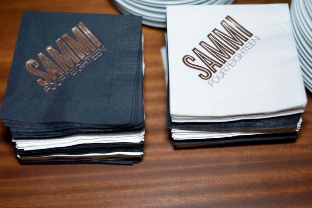 Custom Cocktail Napkins with Rose Gold Logo