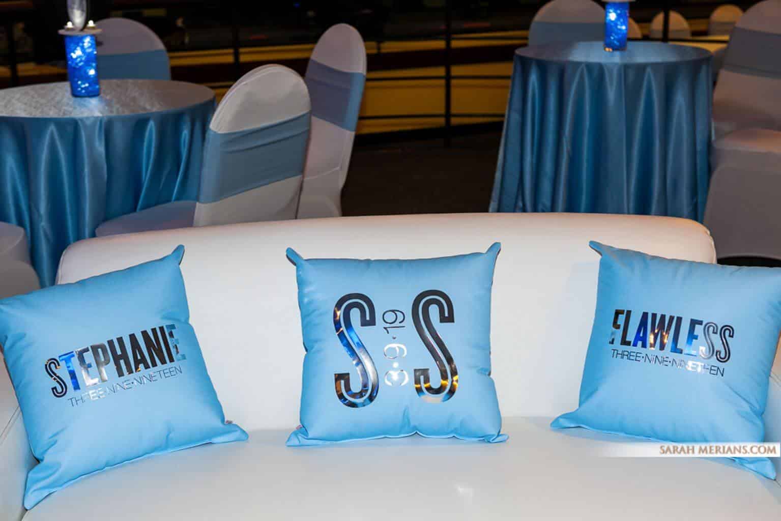 Bat Mitzvah Lounge Pillow with Custom Silver Vinyl Logo