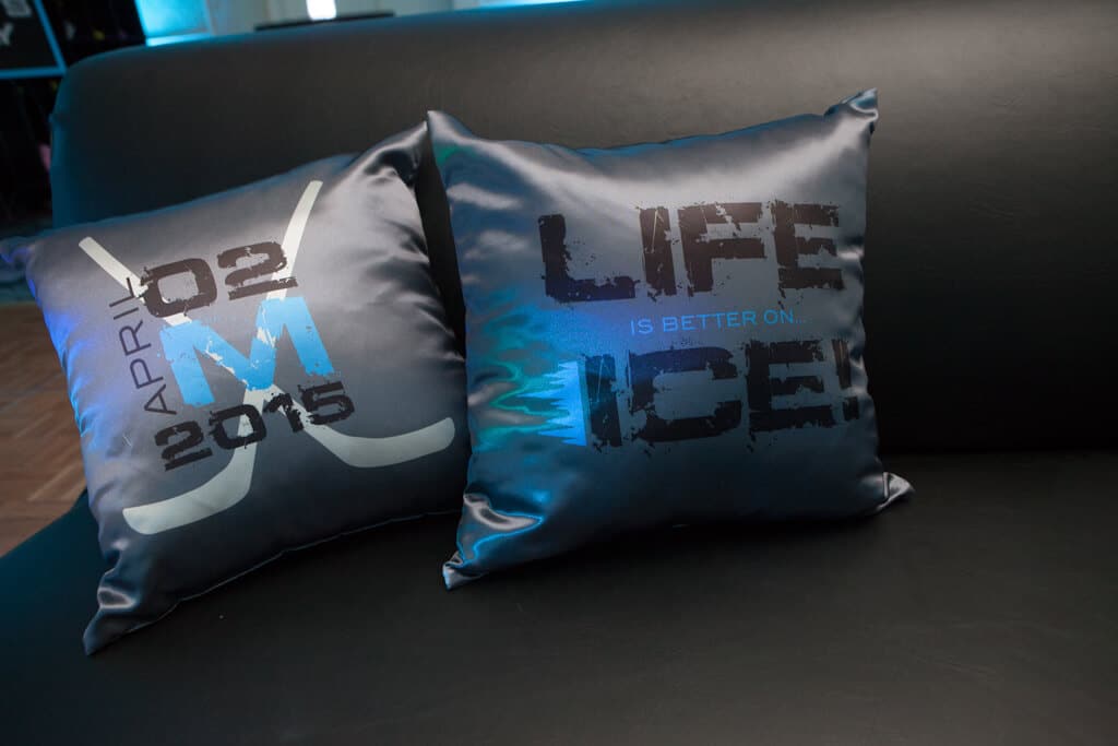 Custom Logo Pillows for Hockey Themed Bar Mitzvah