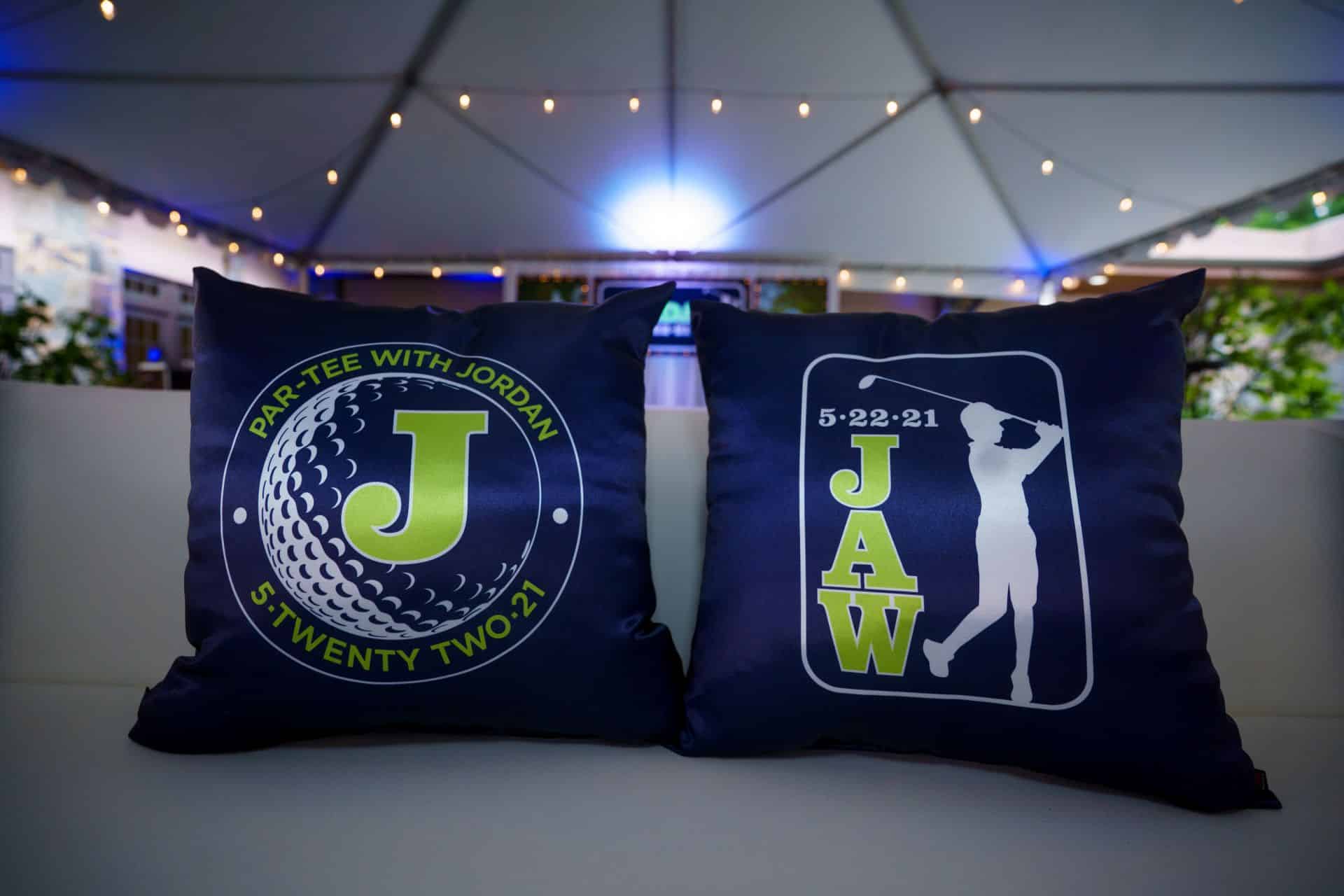 Custom Golf Theme Pillows for Lounge Setup