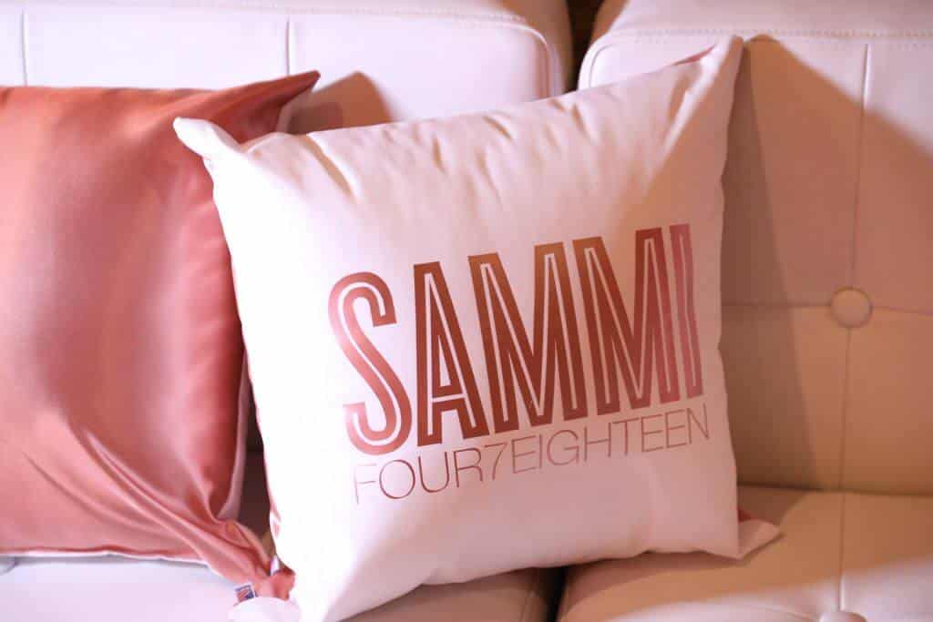 Bat Mitzvah Pillow with Rose Gold Vinyl Logo