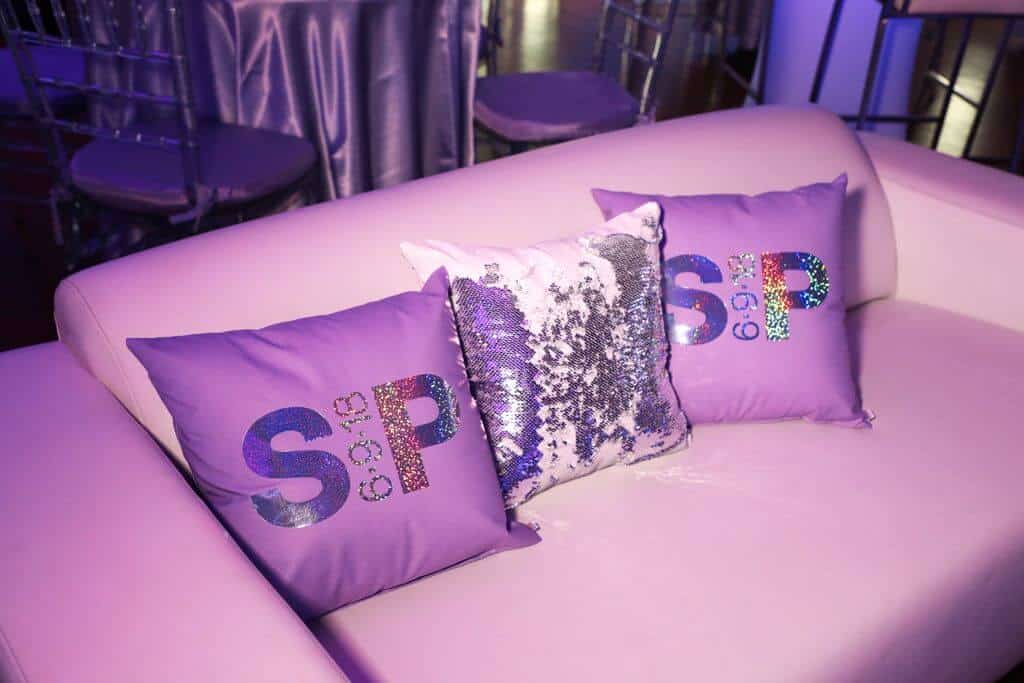 Lavender Pillows with Custom Holographic Logo