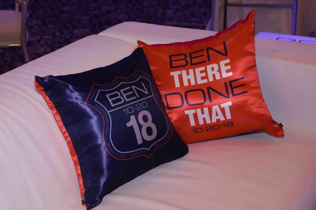 Custom Logo Pillows for Travel Themed Bar Mitzvah