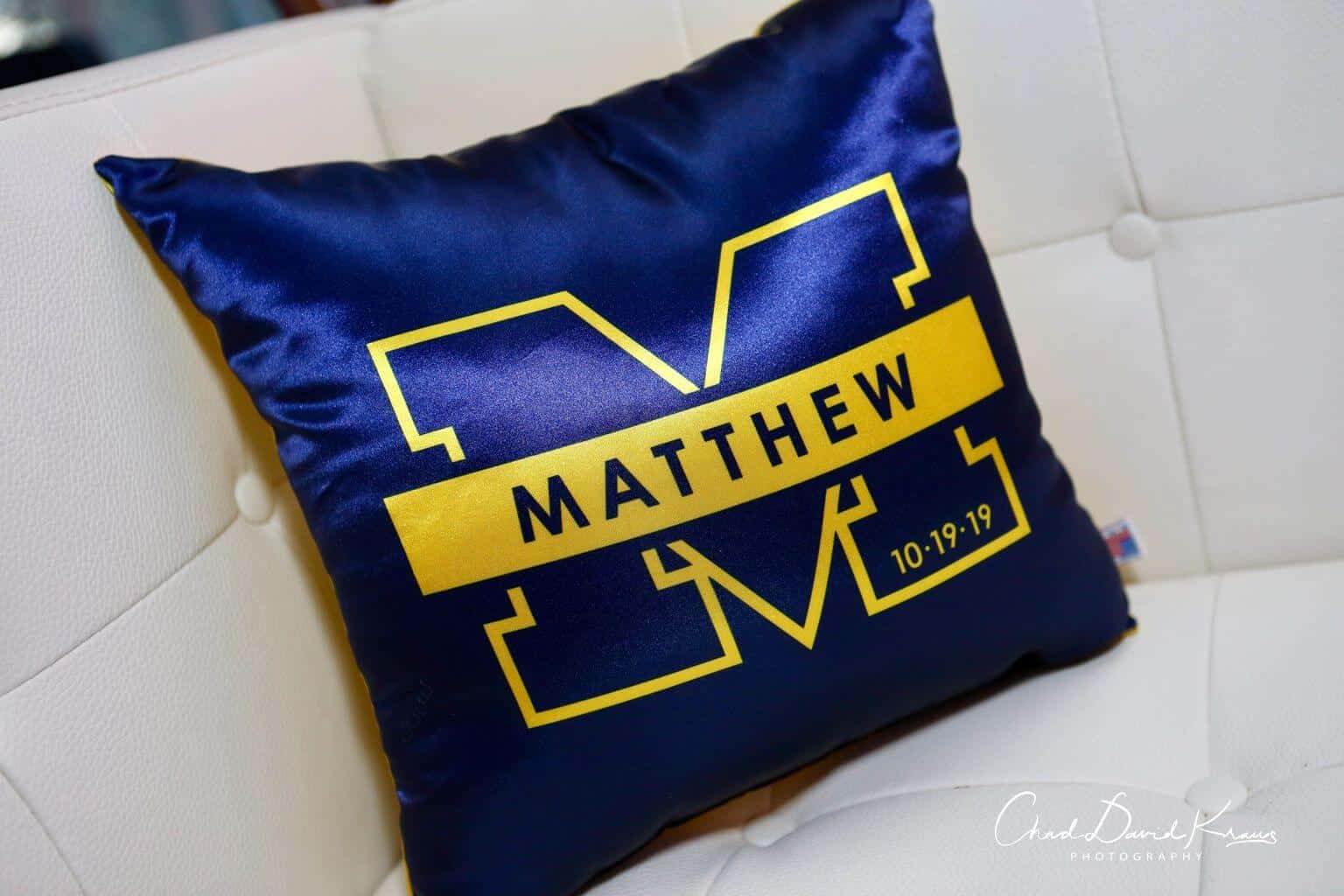 Custom Logo Pillow for Michigan Themed Bar Mitzvah