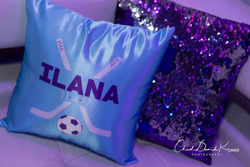 Sports Themed Bat Mitzvah Pillow with Custom Logo